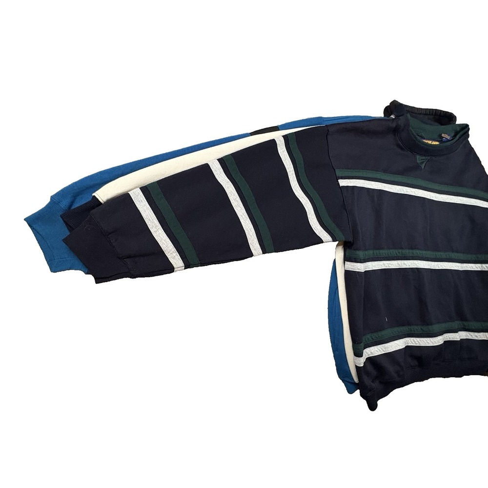MIXED LOT OF 3 VTG 90's Men's L Colorblock/Striped Crewneck Sweatshirts SEE DESC - Picture 2 of 8